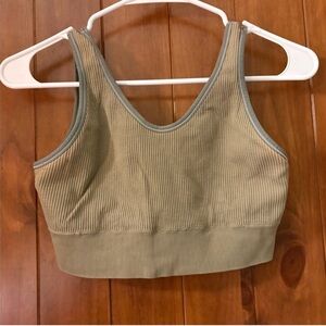 Aerie Seamless Green Ribbed Sports Bra